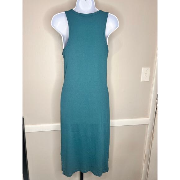 Michael Stars Wren Sleeveless Side Slit Ribbed Tank Midi Dress Ocean Blue NWOT - Picture 3 of 6